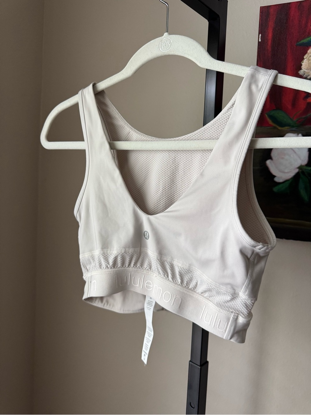 lululemon athletica White Racerback Sports Bra crossover bone white high neck - Picture 5 of 6